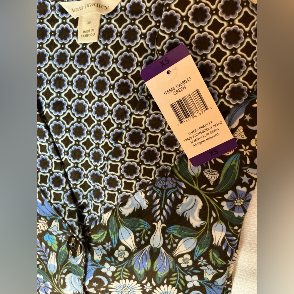 Vera Bradley Green Floral & Fox Pajama Set β 100% Cotton β NWT β Size M - Picture 4 of 9